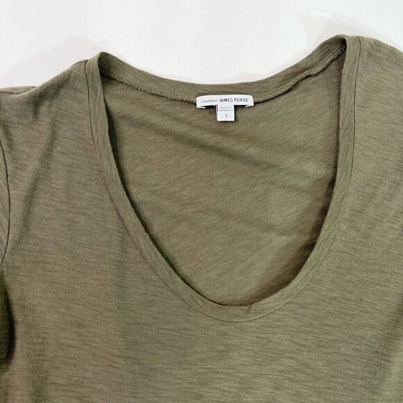 James Perse Tops Womens Small Green Cotton Blend Solid Scoop Neck Short Sleeve - Picture 2 of 8